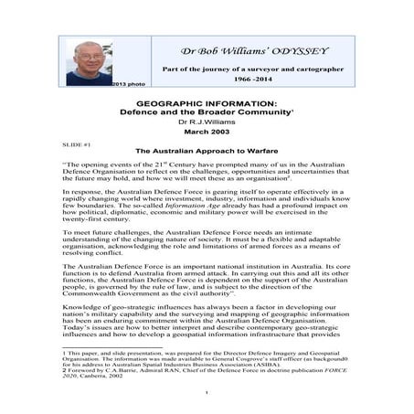 Geographic Information: Defence and and the Broader Community