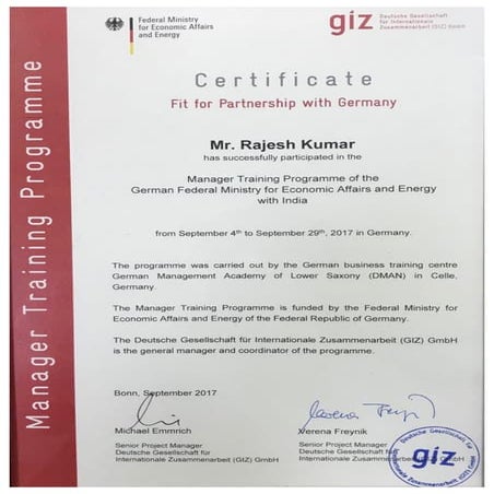 Manager Training Program of The German Federal Ministry Affairs & Energy