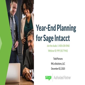 Sage Intacct Year-end Processing 2020