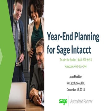 Sage Intacct Year end 2018 Processing