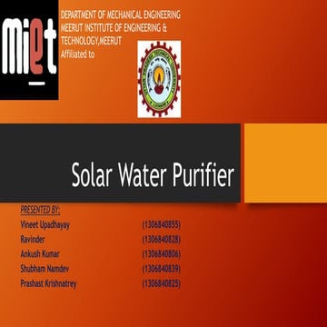 rk  ppt  solar water heater project