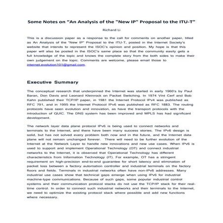 Some Notes on New IP