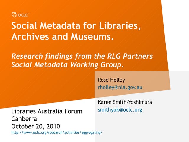 Social metadata for libraries, arch...