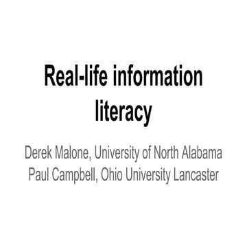 Real-life information literacy 