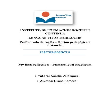 RL_P2_My final reflection Primary level