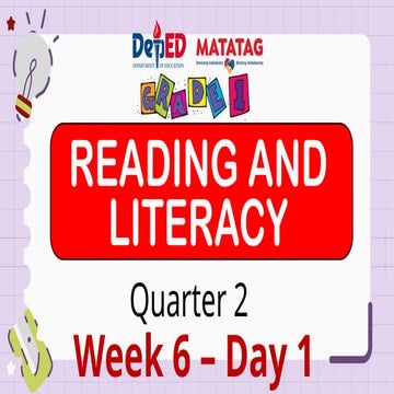 Reading and literacy quarter 1 grade 1 lesson under matatag curriculum ...