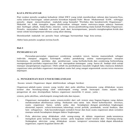 makalah karakateristik dalam perilaku organisasi