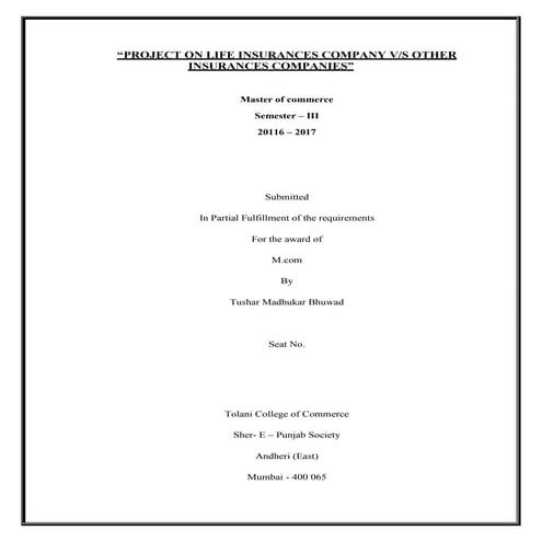 Comparative study on LIC V/S other insurances company