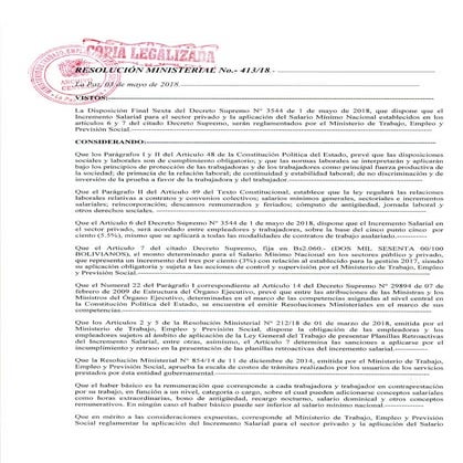 Reglamento sobre el incremento salarial.