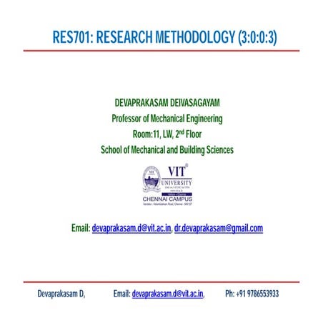 RES701: Research Methodology L9-12_Devaprakasam