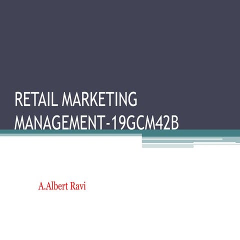 Retail Marketing Management- INTRODUCTION