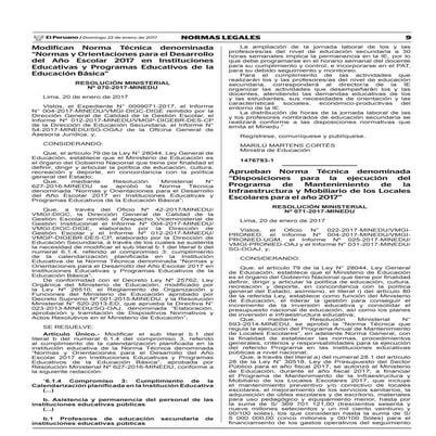 RM nº 070 2017-MINEDU. Cumplimiento de calendarización año escolar 2017