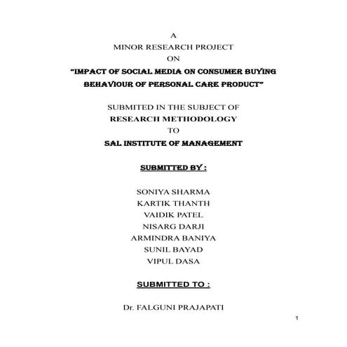 Impact of Social Media on Consumer Buying Behaviour of Personal Care ...