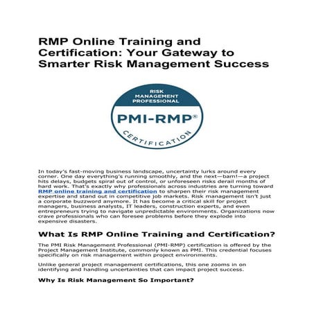 All About PMI - RMP Certification | PPT