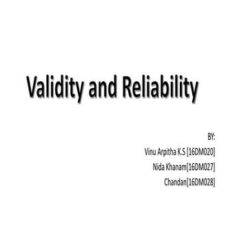 Validity and Reliability - Research Mangement
