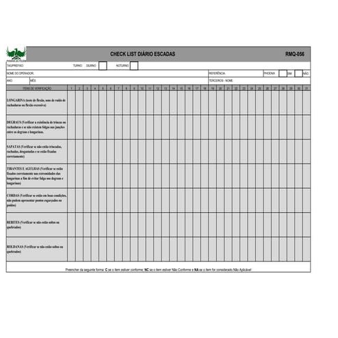 Daily Safety Checklist for Escadas RMQ-056 Inspection and Maintenance | PDF