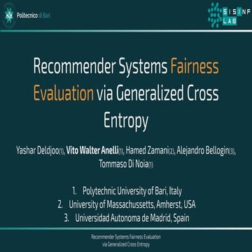 Recommender Systems Fairness Evaluation via Generalized Cross Entropy