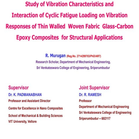 Vibrations and fatigue- vibration interactions of laminated composites.