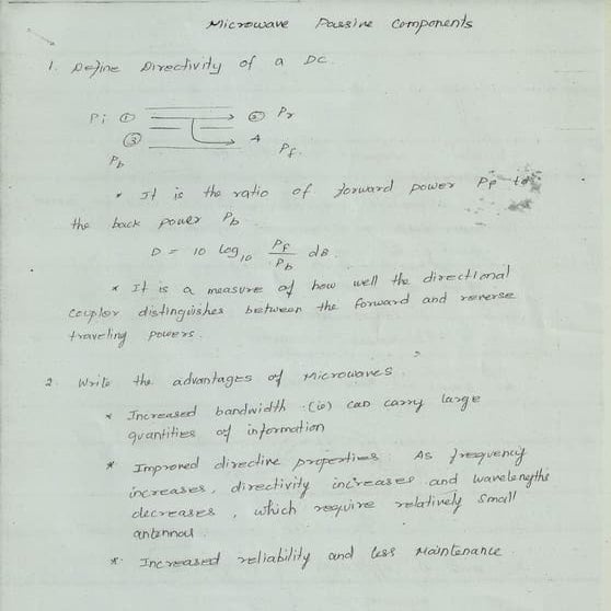 Answers for 2 Marks Unit Test I (RMW)