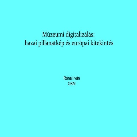 Múzeumi digitalizálás: hazai pillanatkép és európai kitekintés