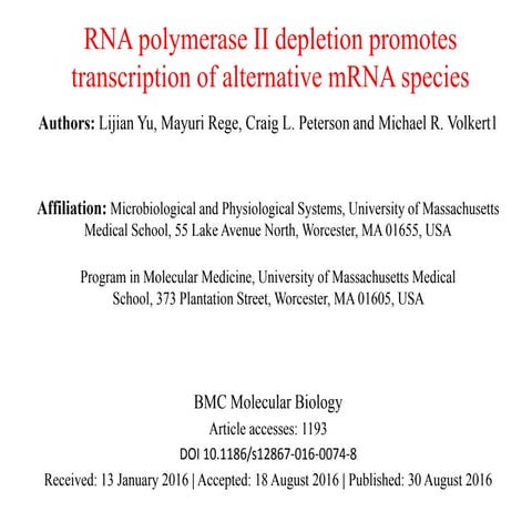 RNA polymerase II depletion promotestranscription of alternative mRNA species 