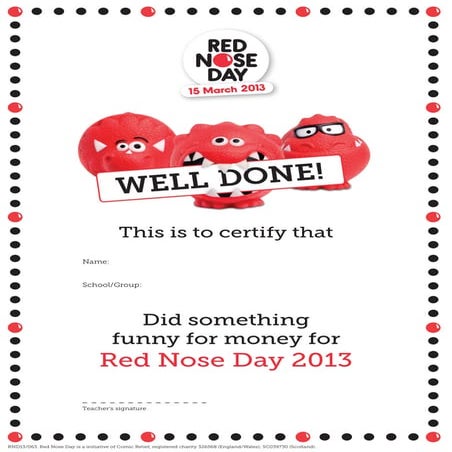  schools certificate (red nose day )