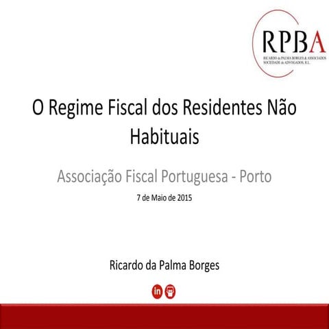 Conferência sobre “O Regime Fiscal dos Residentes Não Habituais”