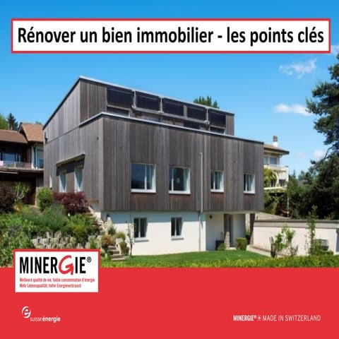 Conférence Minergie: Rénover un bien immobilier - les points clés