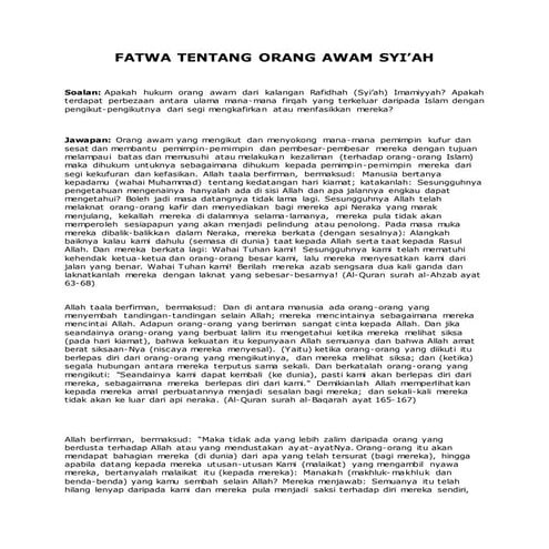 fatwa tentang orang awam syi'ah