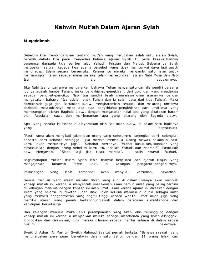 Kahwin Mut Ah Dalam Ajaran Syiah