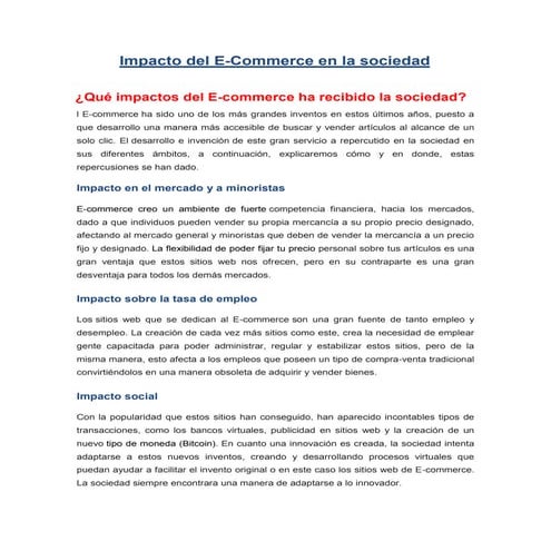 Impacto del E-commerce en la sociedad 