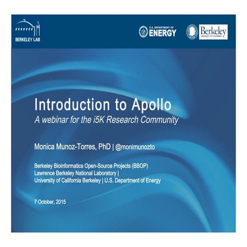 Apollo Introduction for i5K Groups 2015-10-07