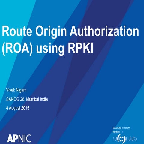 Route Origin Authorization (ROA) using RPKI