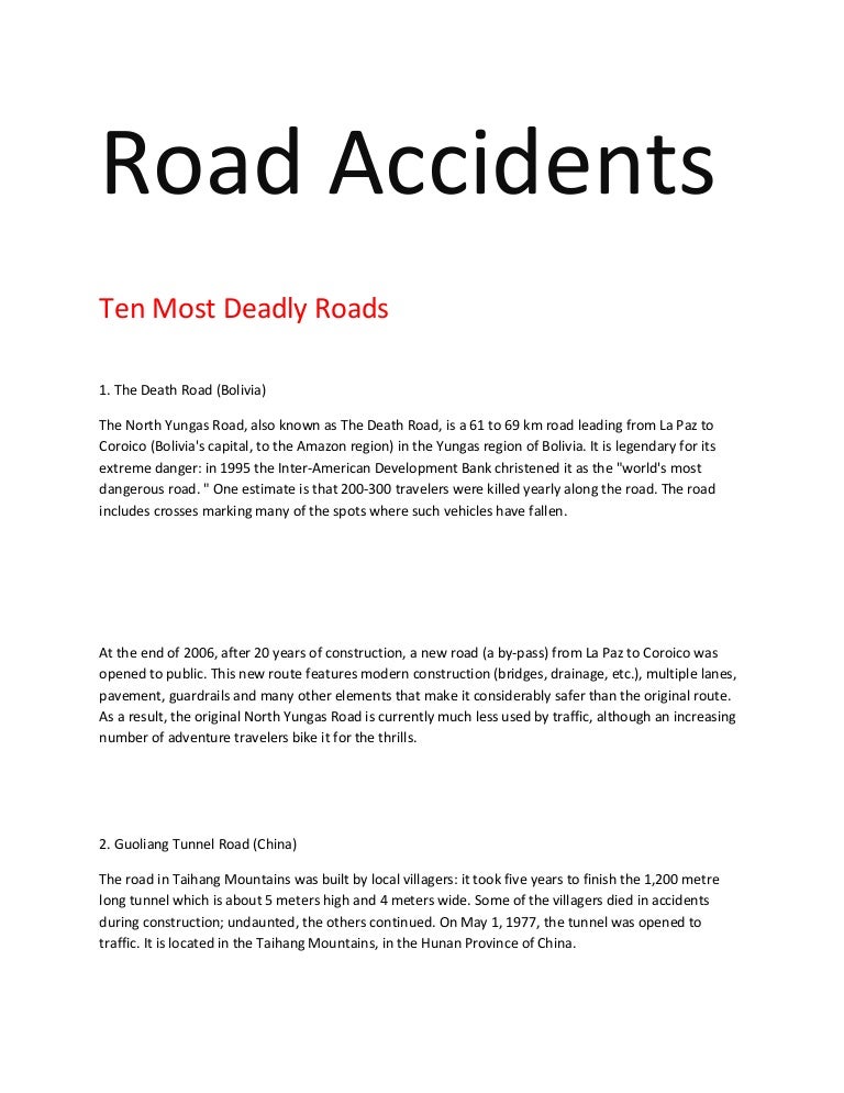 a road accident essay