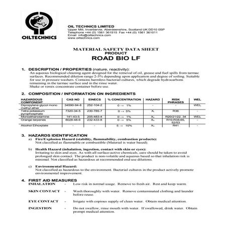 Road bio lf sds | PDF