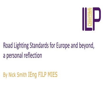 ILP Ireland CPD Webinar: Road Lighting Standards for Europe and beyond