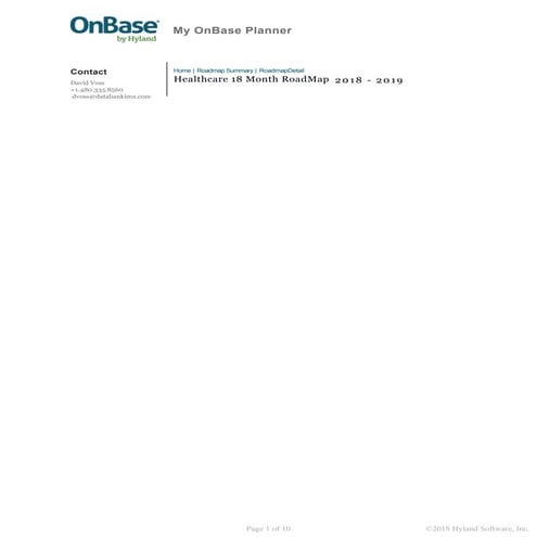 18 Month Healthcare Roadmap