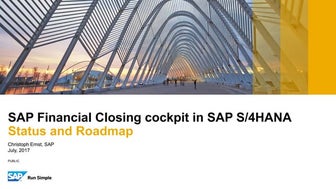 SAP Financial Closing cockpit in SAP S/4HANA; status and Roadmap