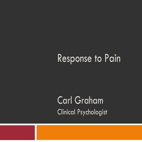 Response To Pain, Carl Graham, Clinical Psychologist, Pain Medicine Unit, Fre...