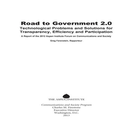 Road to Government 2.0: Technological Problems and Solutions for Transparency...