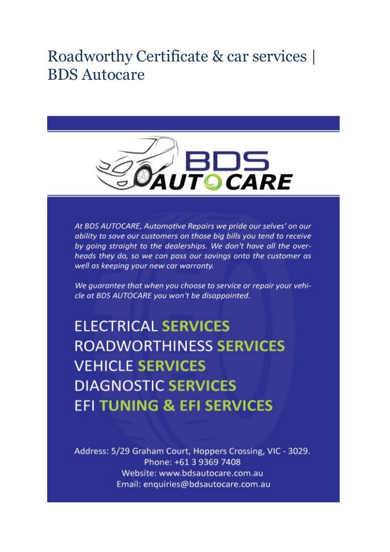 Roadworthy Certificate Car Services Bds Autocare