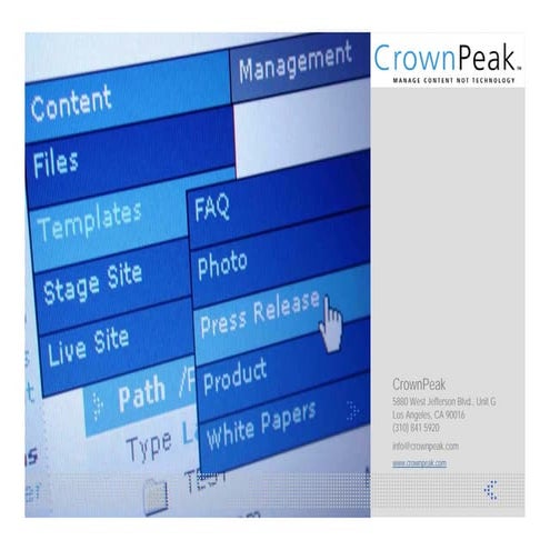 Rob Rose, Software as a Service: Understanding Hosted Web Content Management Solutions