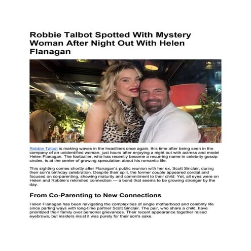 Robbie Talbot Spotted With Mystery Woman After Night Out With Helen Flanagan
