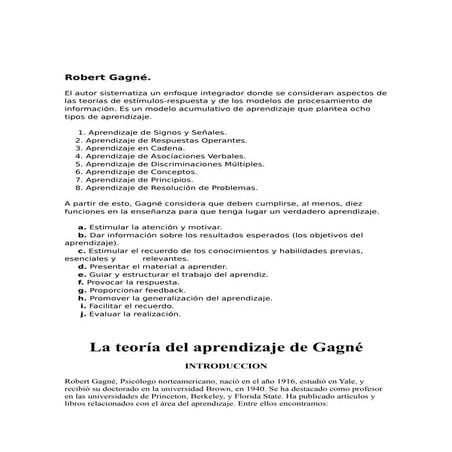 Teoría de Robert gagne