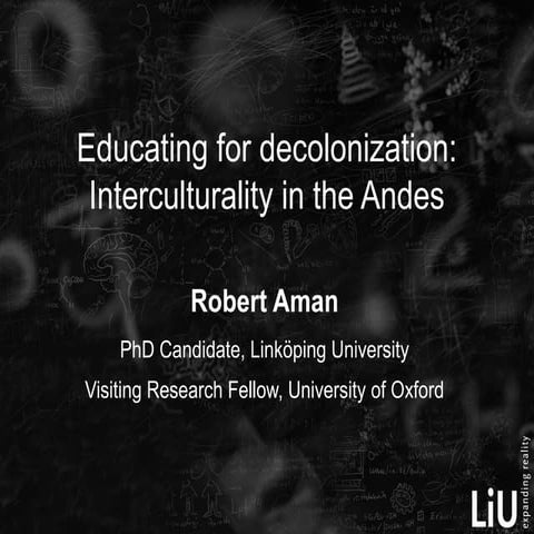 Robert Aman. educating for decolonization