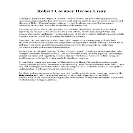 Robert Cormier Heroes Essay.pdf