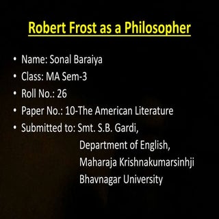 Robert frost as a philosopher