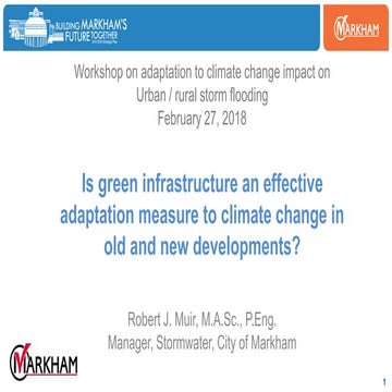 Robert Muir Green Infrastructure for Climate Adaptation NRC Workshop on Urban...