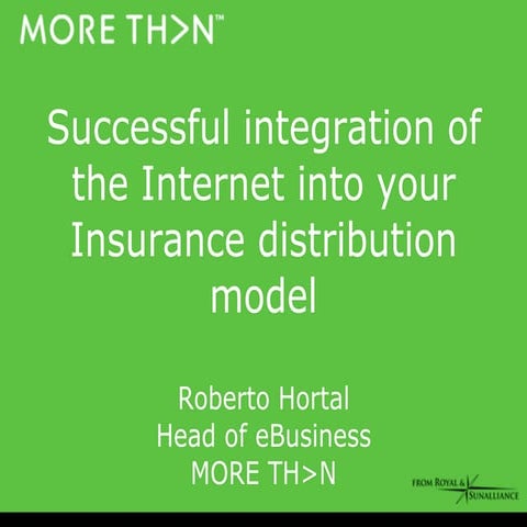 Roberto Hortal  Successful integration of  the Internet into your  Insurance ...