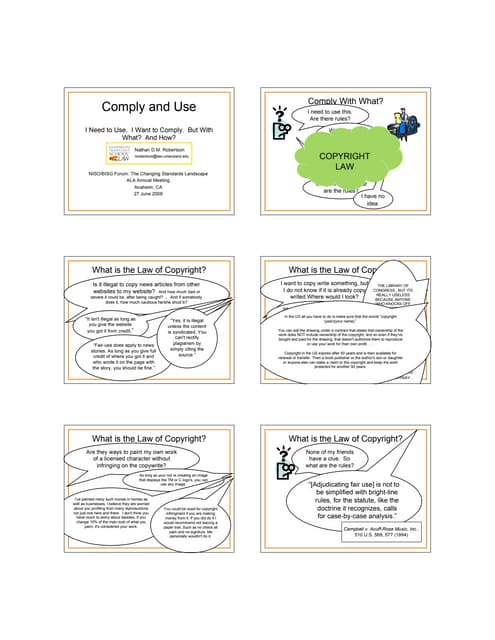 Robertson "Comply and Use: I Need to Use. I Want to Comply. But With What? And How?"